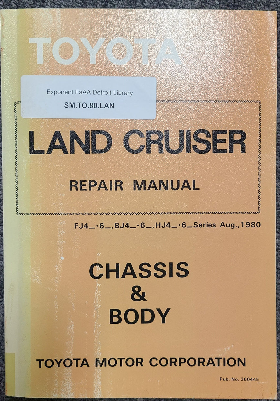 Toyota Land Cruiser Manual 40-47 Series 60 Series Chassis & Body 1980